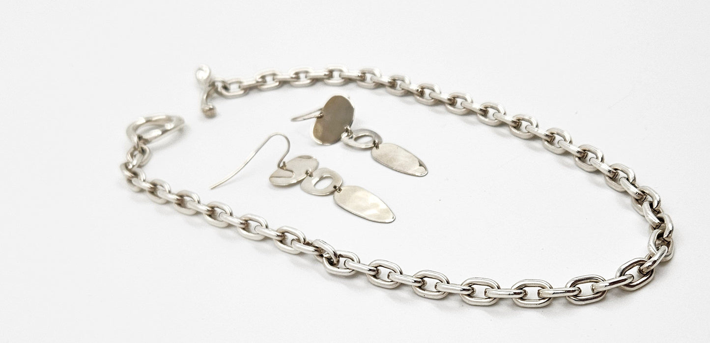 Robert Lee Morris Jewelry Superb Robert Lee Morris Sterling Modernist Necklace & Earrings Set C. 1980's