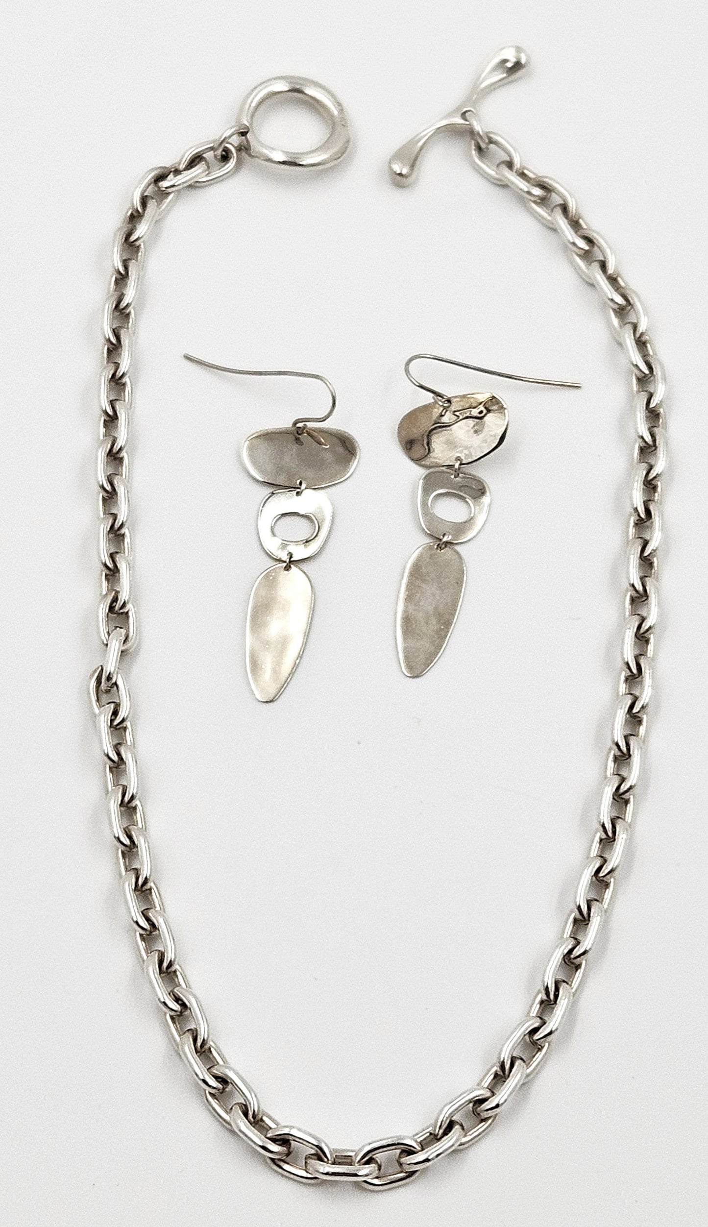 Robert Lee Morris Jewelry Superb Robert Lee Morris Sterling Modernist Necklace & Earrings Set C. 1980's