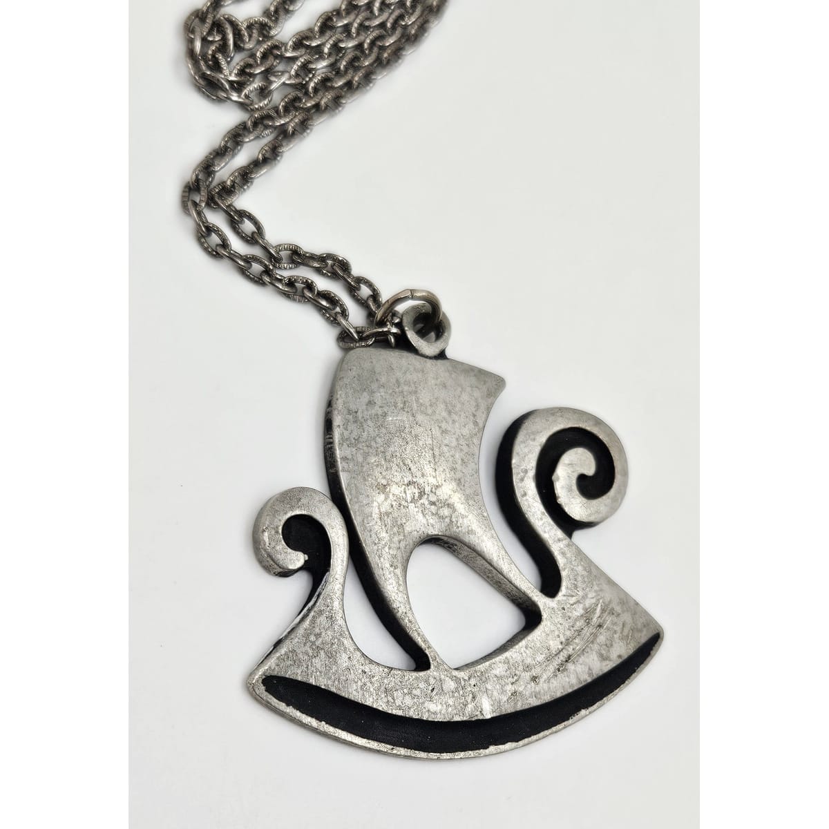 Rune Tennesmed Jewelry Rune Tennesmed Sweden Solid Pewter XL Viking Ship Pendant Necklace 1960&