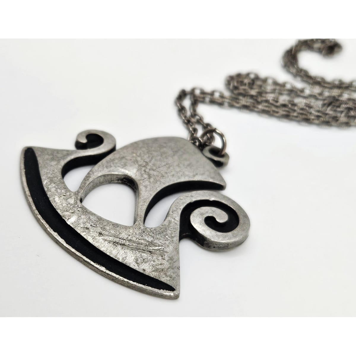 Rune Tennesmed Jewelry Rune Tennesmed Sweden Solid Pewter XL Viking Ship Pendant Necklace 1960&