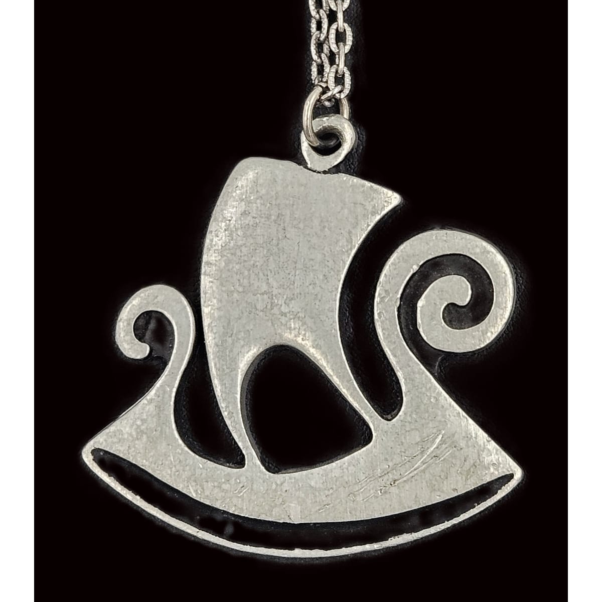 Rune Tennesmed Jewelry Rune Tennesmed Sweden Solid Pewter XL Viking Ship Pendant Necklace 1960&
