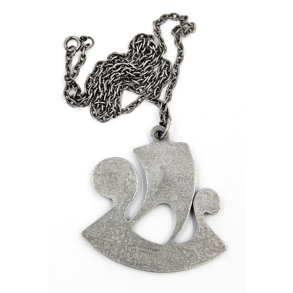 Rune Tennesmed Jewelry Rune Tennesmed Sweden Solid Pewter XL Viking Ship Pendant Necklace 1960&