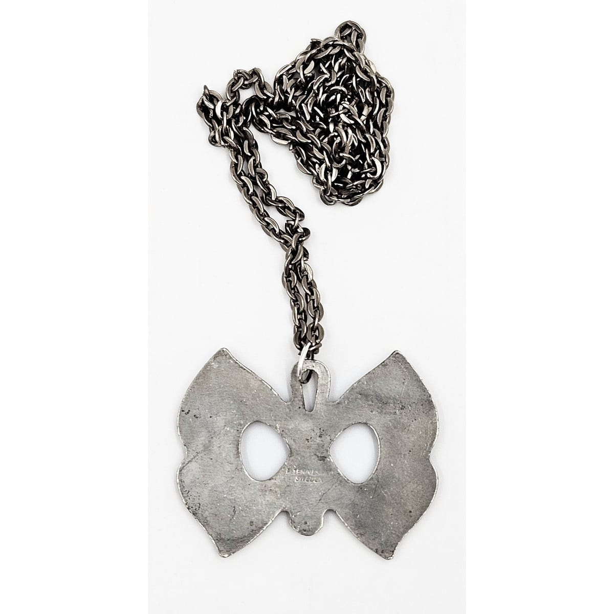 Rune Tennesmed Jewelry Rune Tennesmed XL Modernist Butterfly Pewter Pendant Necklace C. 1960&
