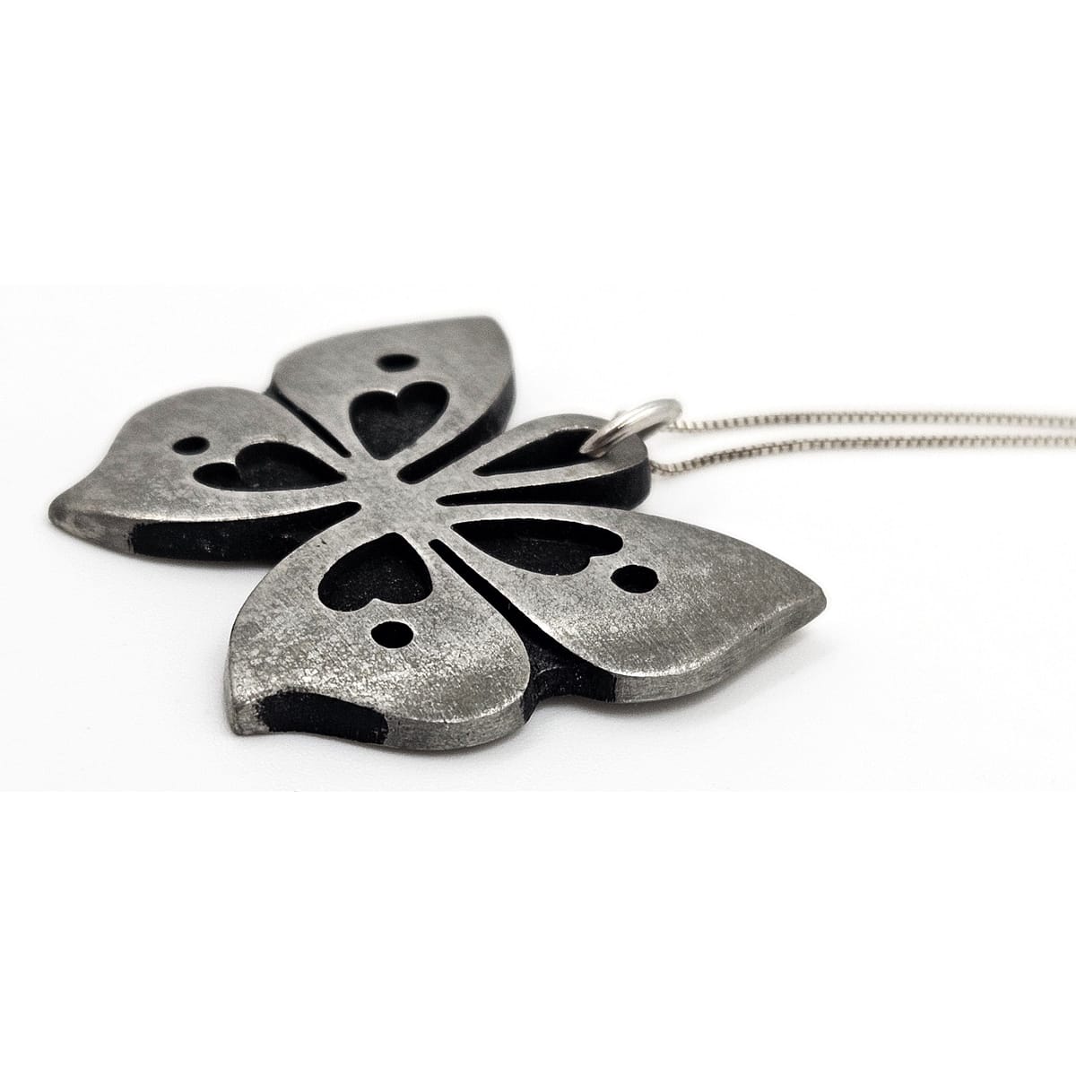 Rune Tennesmed Jewelry Sweden Rune Tennesmed Pewter Butterfly Pendant Sterling Necklace C. 1960&
