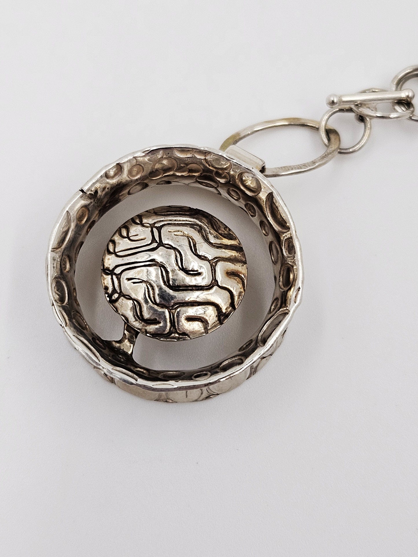 Sabando Jewelry Designer Sabando Modernist Sterling & Copper Pendant Necklace
