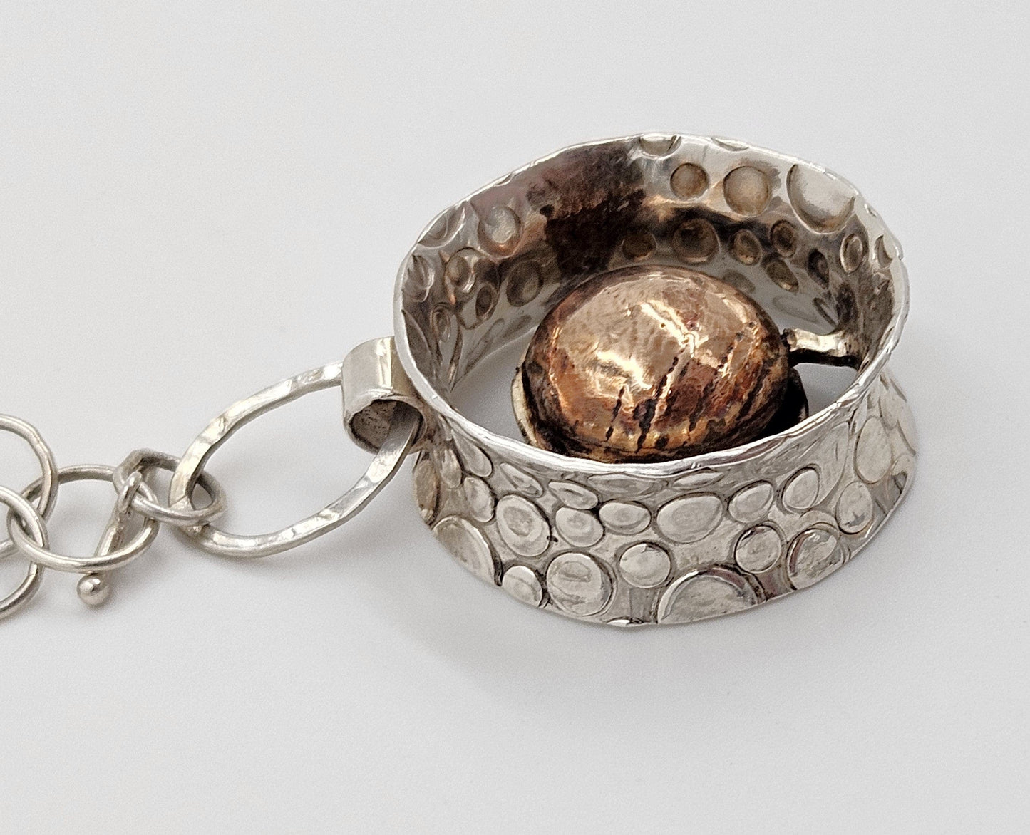 Sabando Jewelry Designer Sabando Modernist Sterling & Copper Pendant Necklace