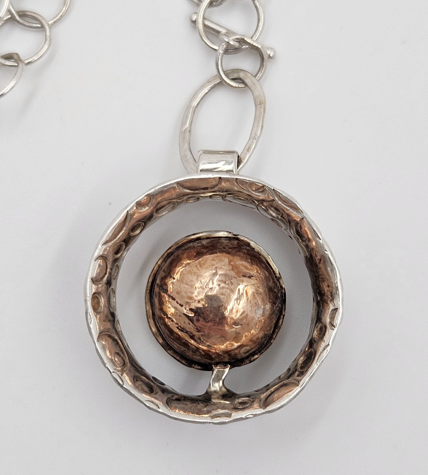 Sabando Jewelry Designer Sabando Modernist Sterling & Copper Pendant Necklace