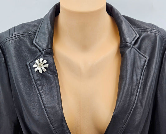 Schmidt Sterling Jewelry 925 Silver Abstract Modernist 3D Flower Brooch Pendant Signed Schmidt?Research