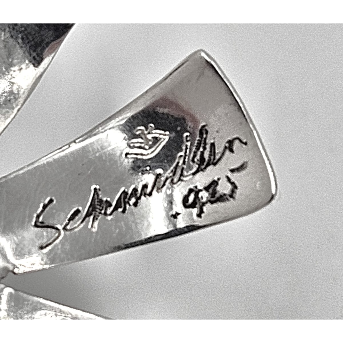 Schmidt Sterling Jewelry 925 Silver Abstract Modernist 3D Flower Brooch Pendant Signed Schmidt?Research