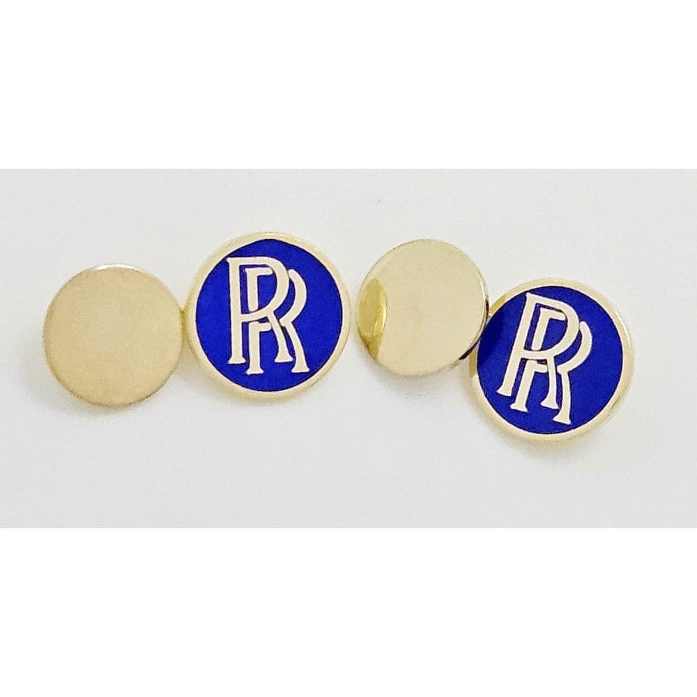 SJ Lauder for Rolls Royce Jewelry Bespoke Lauder London UK Rolls Royce Logo Sterling & Enamel Cufflinks 1987