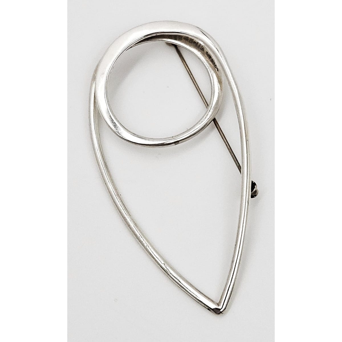 Taxco Sterling Artisan Brooch Jewelry 925 Silver Abstract Mod Brooch XL Mexico 3D Oval Shaped Brooch