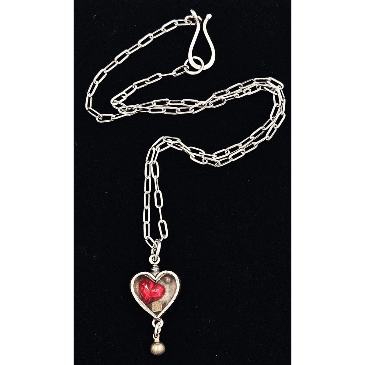 Thomas Mann Designs Jewelry Thomas Mann Designs Sterling Techno Romance Heart Necklace C. 1990