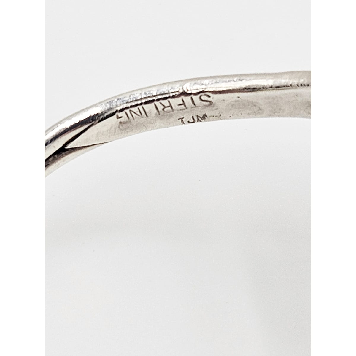 TJM Sterling Jewelry Artisan Signed TJM Sterling Abstract Modernist Brutalist Cuff Bracelet 1990s