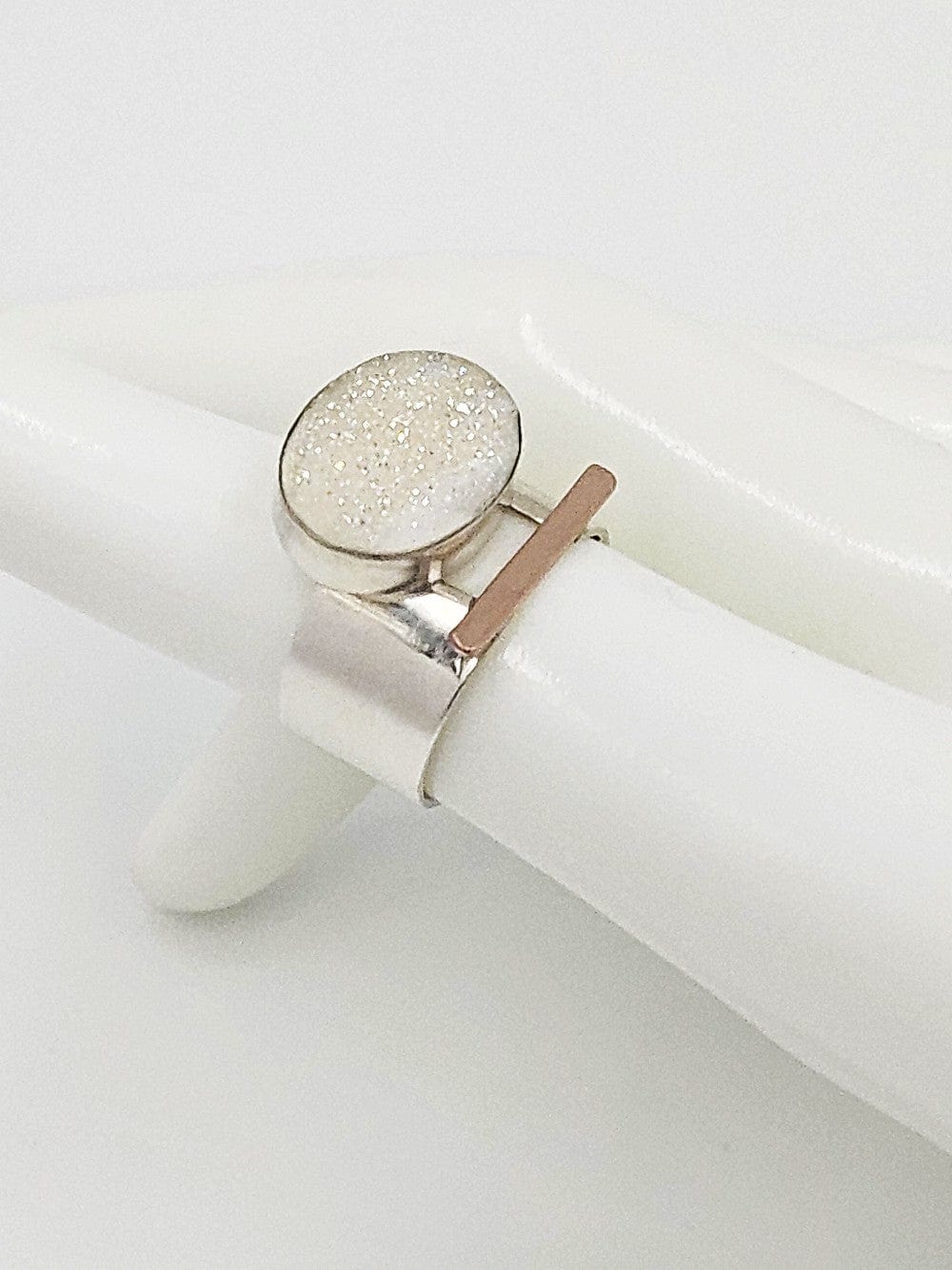 TMCMH Jewelry Designer Modernist Bold Sterling 14k Drusy Quartz Crystal Ring