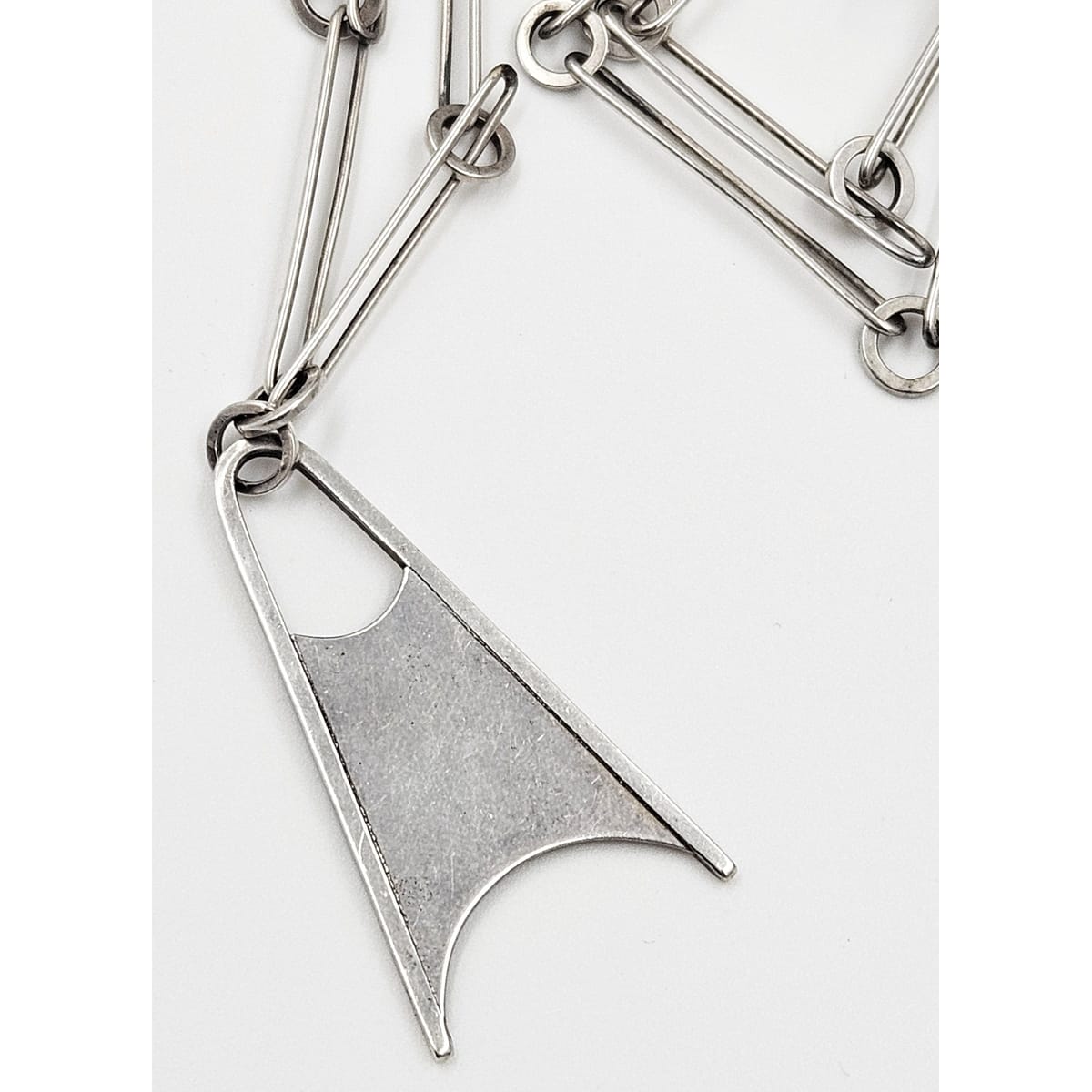 Vintage Artisan Sterling Necklace Jewelry Vintage Retro Atomic Modernist Abstract Sterling Statement Pendant Necklace