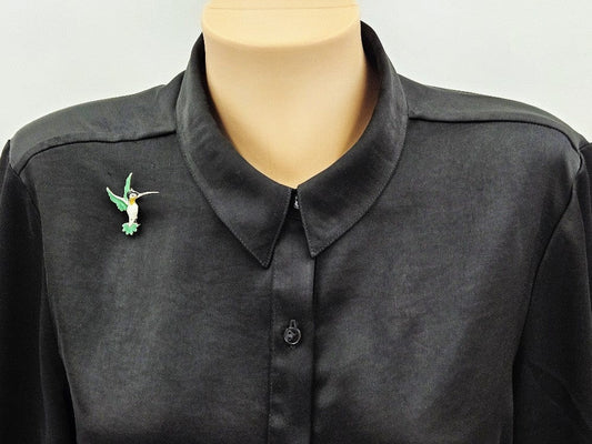 Volmer Bahner Jewelry Denmark Volmer Bahner Sterling Enamel Green White Hummingbird Brooch 1950s
