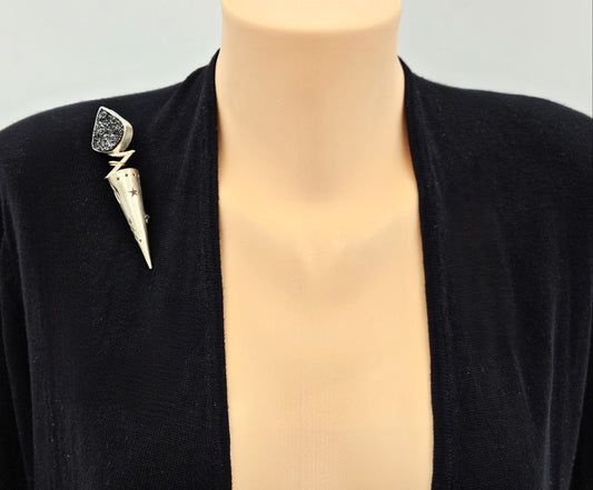 Yumi Ueno Jewelry Designer Yumi Ueno Modernist Sterling & Stone Brooch