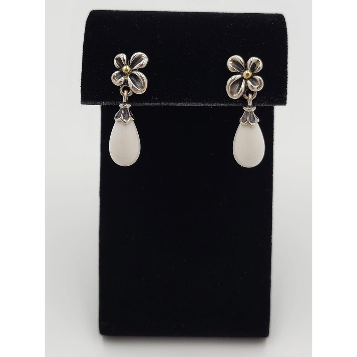 Ann King Lagos Jewelry Designer Ann King Lagos Sterling 18K White Agate Drop Dangle Flower Earrings
