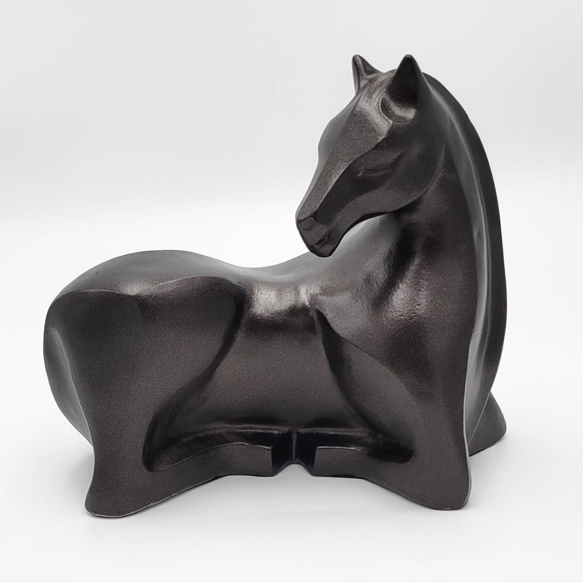 Austin Productions Sculpture Karin Swildens for Austin Prod Durastone Cubism Modernist Horse Sculpture 1989