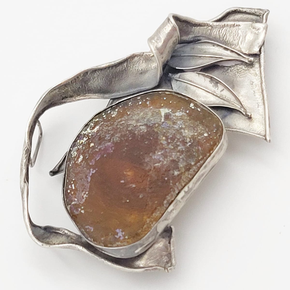 Avi Soffer Jewelry Designer Avi Soffer Sterling & Druzy MASSIVE Pendant Brooch Necklace 1980s