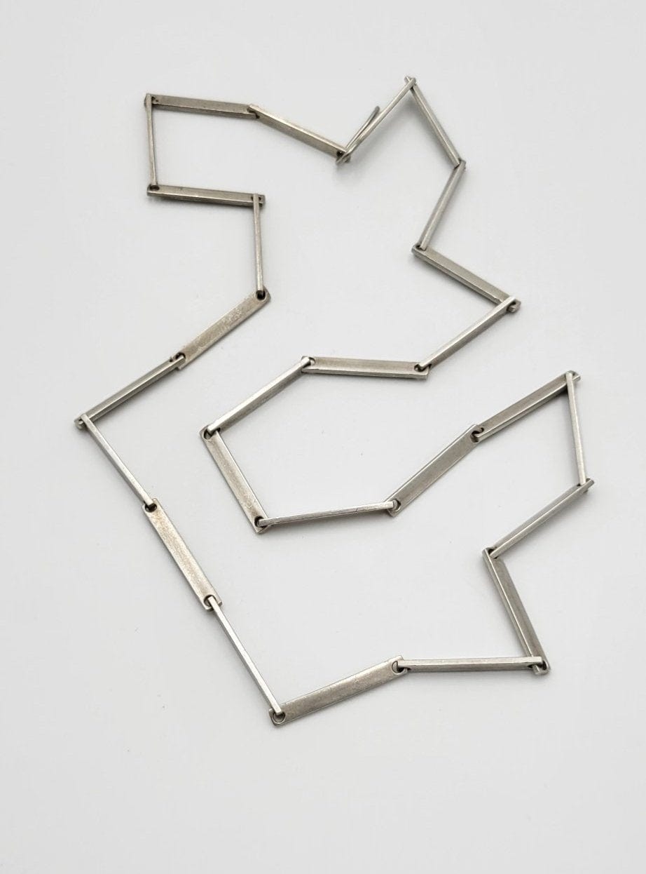 Bent Knudsen Jewelry Superb Danish Designer Bent Knudsen 925S Modernist Bar Link XL Necklace #355