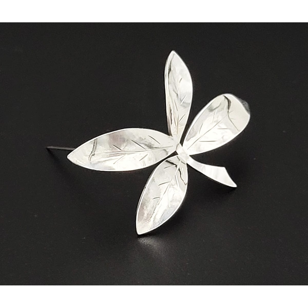 Bjerring Jewelry Rare Danish Designer Brødene Bjerring Brdr. Bj Sterling Large Leaf Brooch 1960s