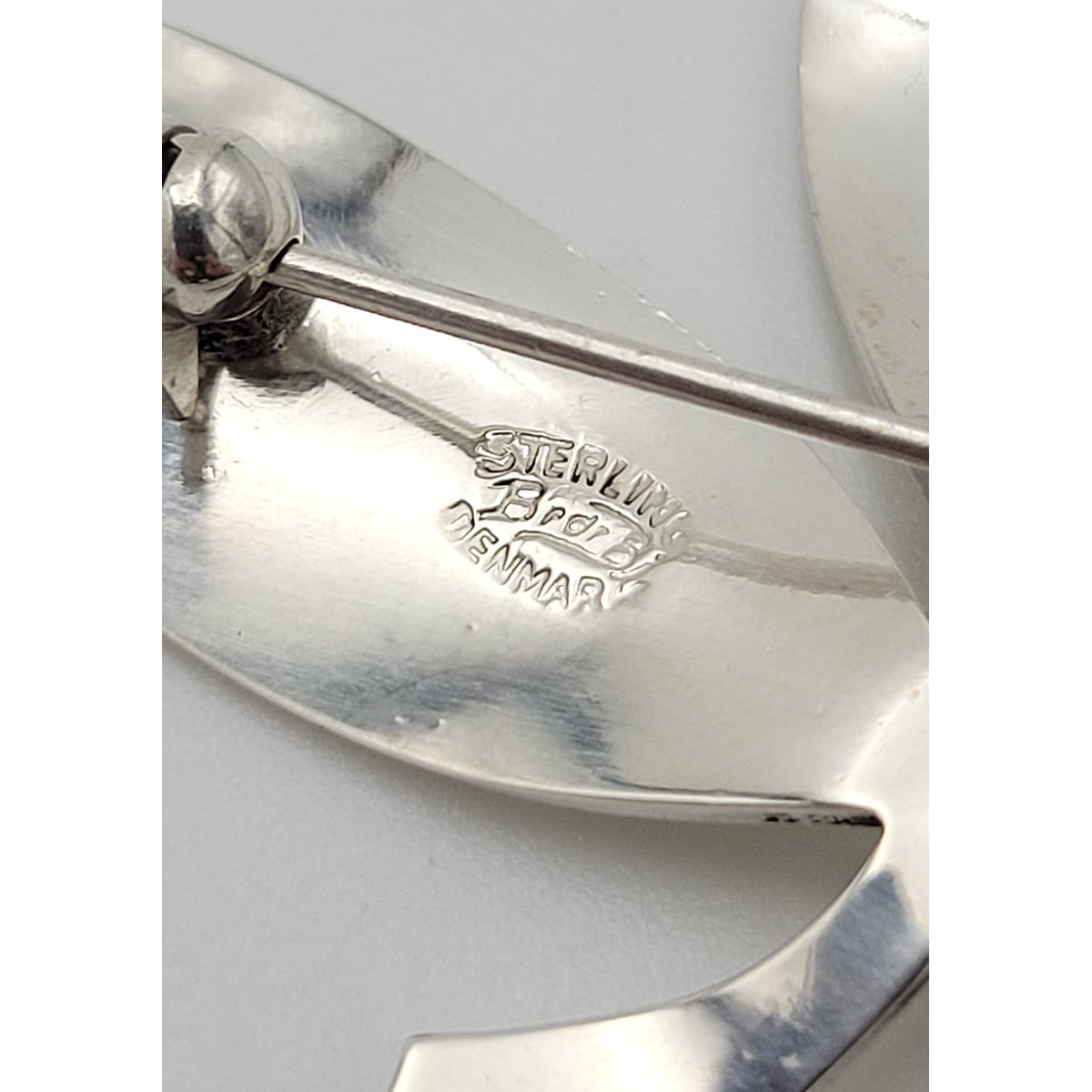 Bjerring Jewelry Rare Danish Designer Brødene Bjerring Brdr. Bj Sterling Large Leaf Brooch 1960s