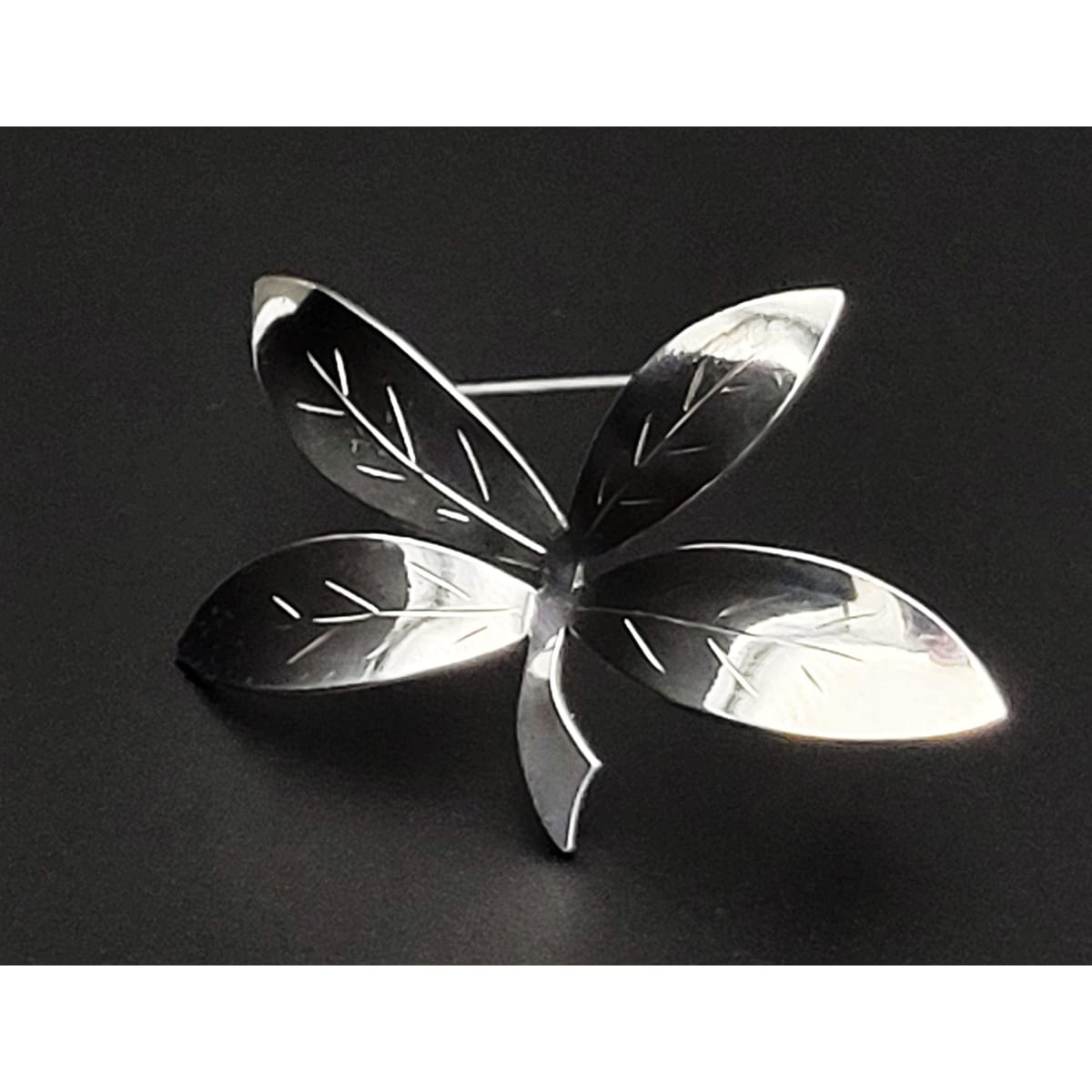 Bjerring Jewelry Rare Danish Designer Brødene Bjerring Brdr. Bj Sterling Large Leaf Brooch 1960s