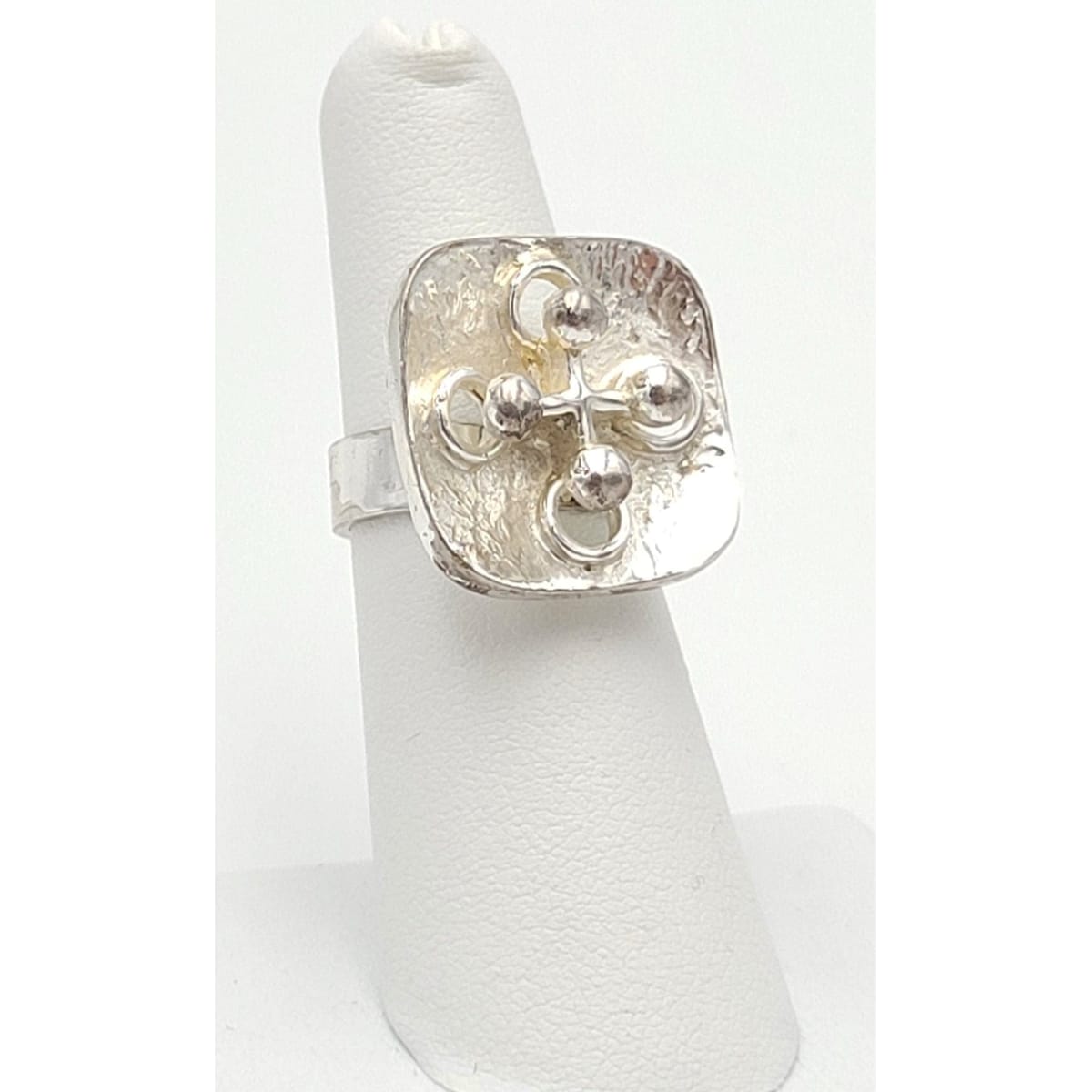 Anette Blichfeldt Breinegaard Jewelry Danish Anette Blichfeldt Breinegaard Modernist Sterling 3D Square Faced Ring 1980s