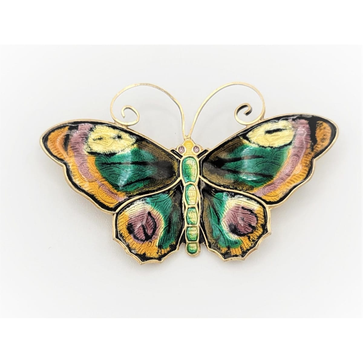 David Andersen Jewelry David Andersen Norway Sterling & Enamel HUGE Butterfly Brooch Pin Circa 1940s