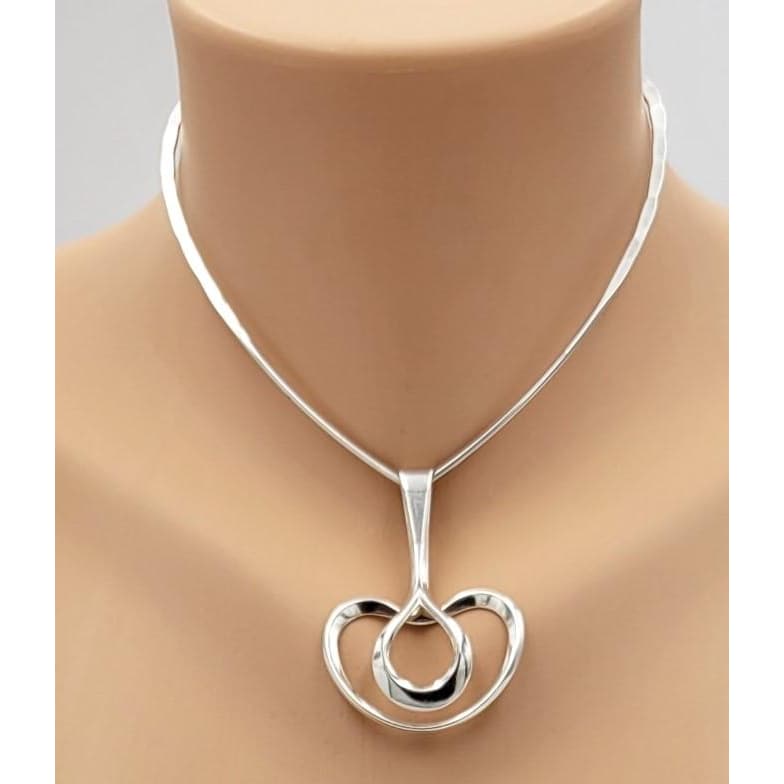 David Andersen Jewelry Norway David Andersen Modernist Sterling Neck Ring - Pendant - Chain SET 1960&