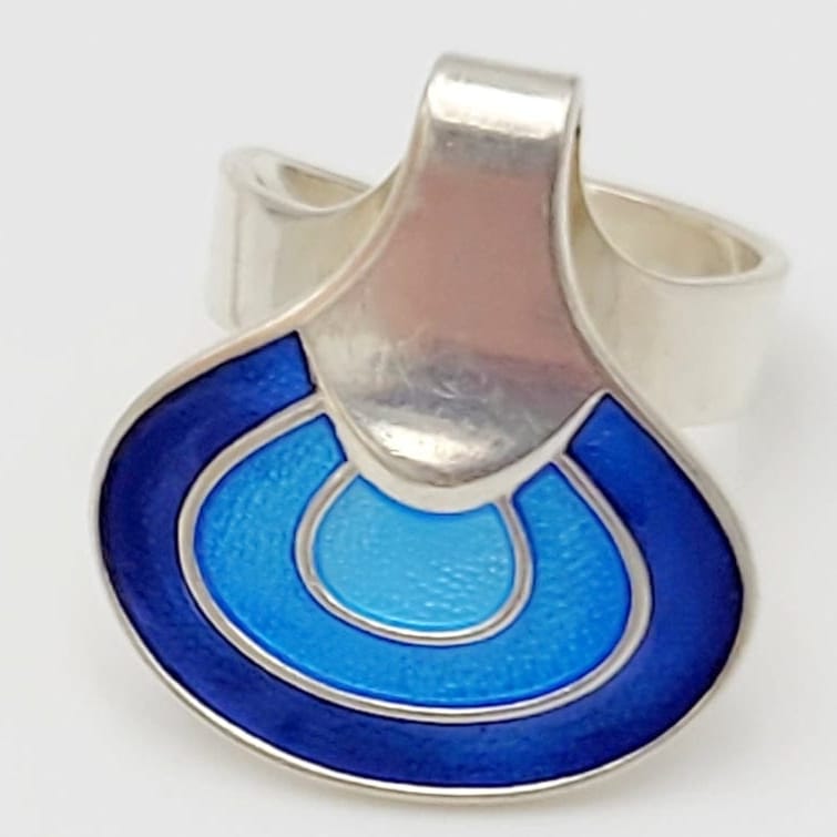 David Andersen Jewelry Norway Toril Bjorg David Andersen Sterling Enamel Statement Ring RARE 1960s