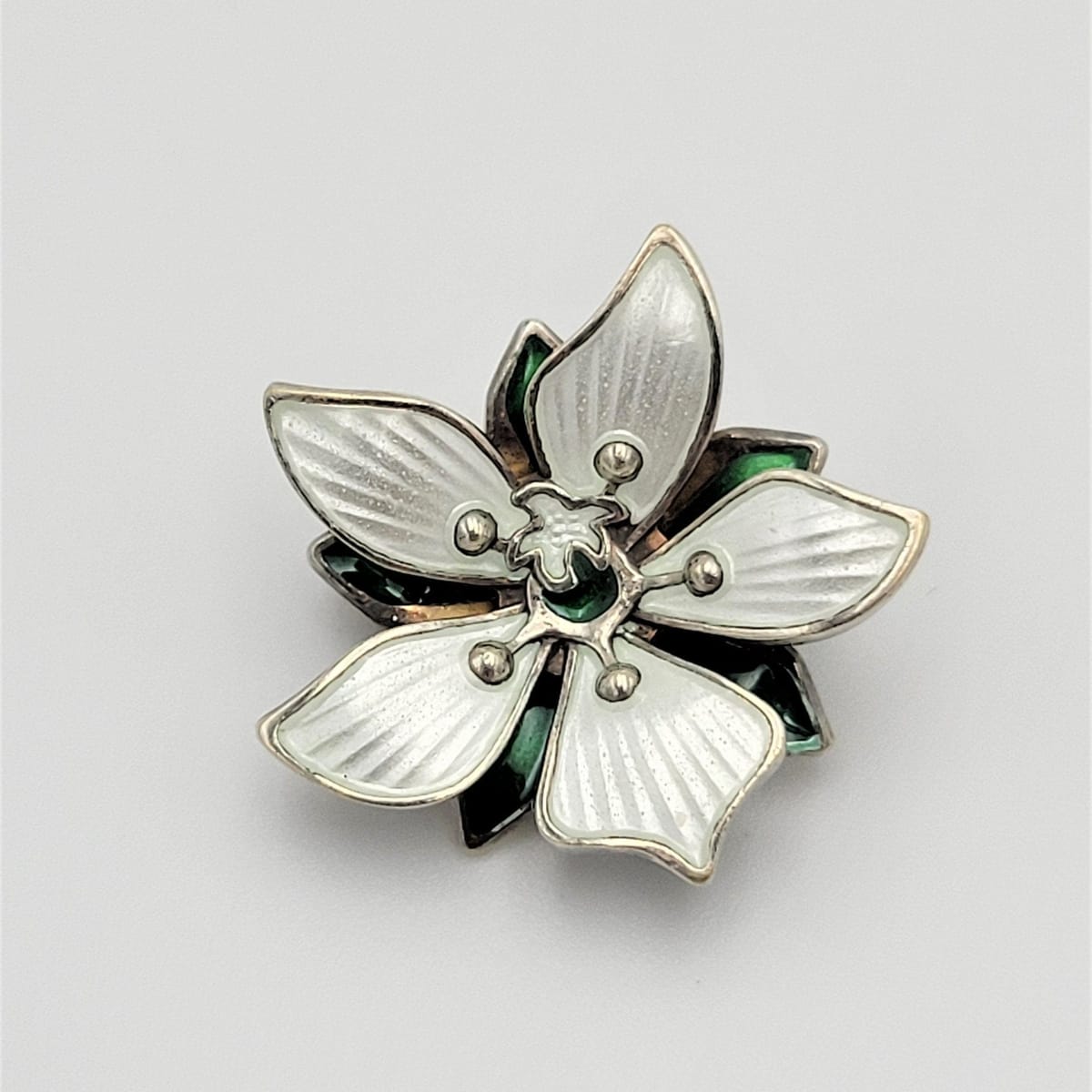 David Andersen Jewelry Norwegian Designer David Andersen Sterling Enamel 3-D Orchid Flower Brooch &