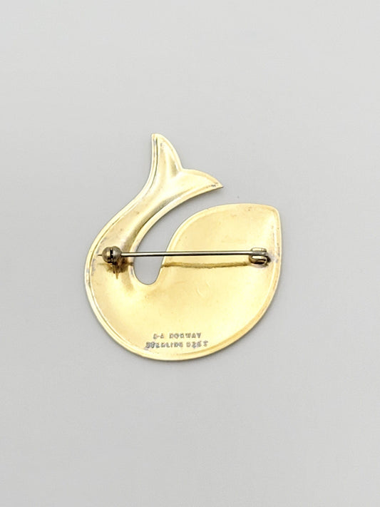 David Andersen Jewelry Norwegian Designer David Andersen Sterling Enamel Large Fish Brooch Pin 1950s