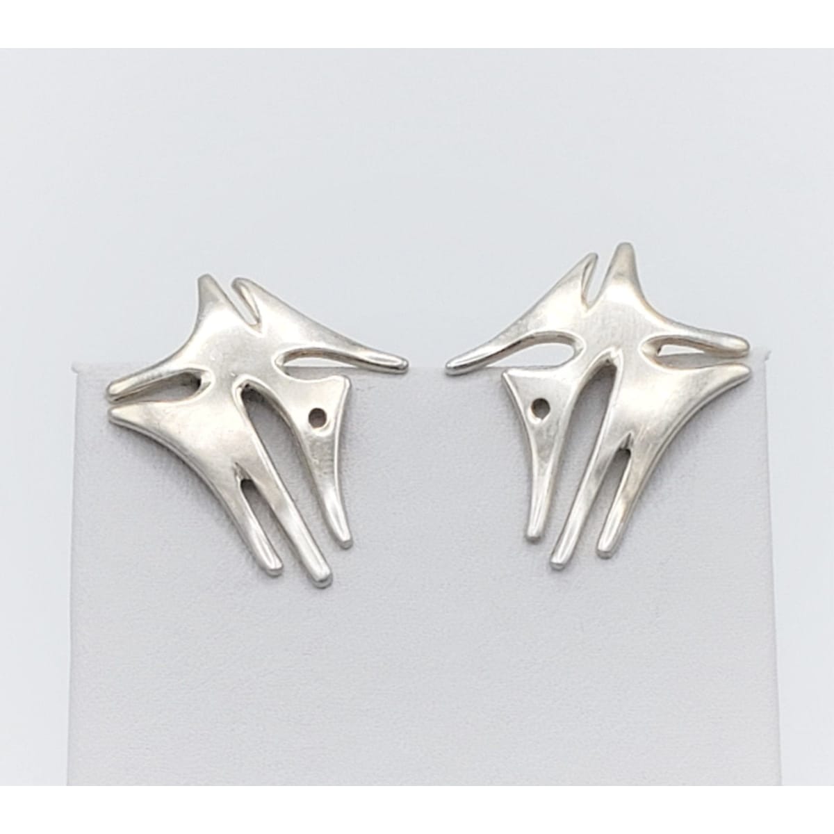 Denmark Jewelry Danish Designer B&L Sterling Silver Abstract Modernist Earrings Circa 50s-60s