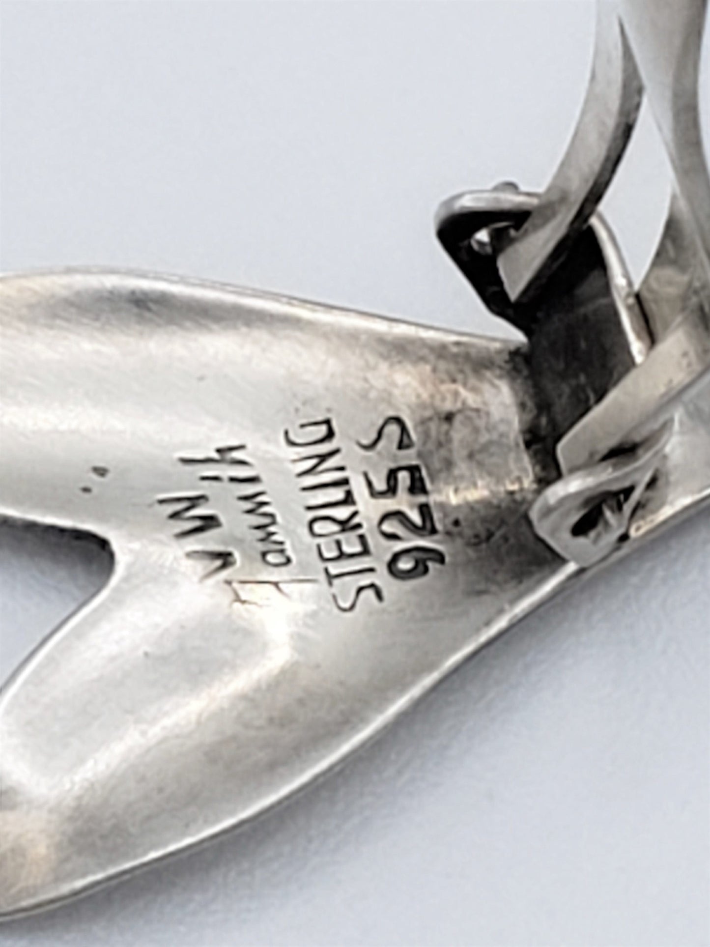 Denmark Jewelry Danish Designer VW Sterling Silver Modernist Leaf Clip On Earrings Circa 1940's