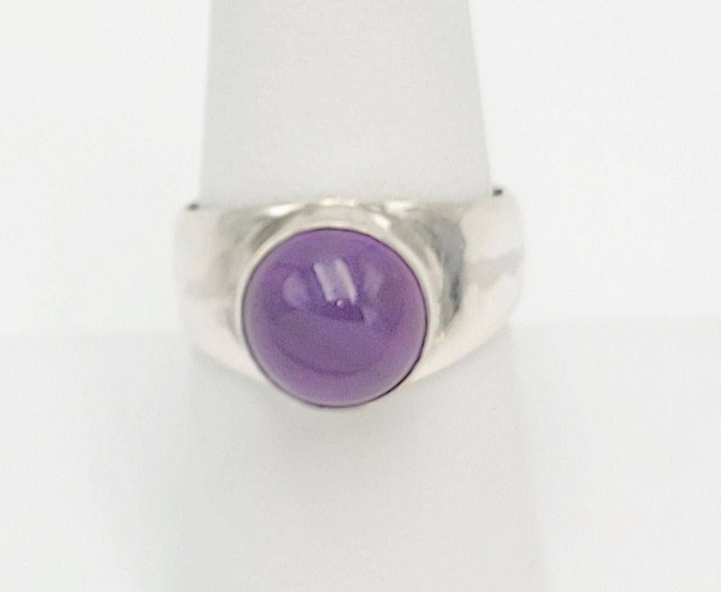 Denmark Sterling Jewelry Vintage Sterling & Amethyst Navajo Jane Diaz Nepai Artisan Domed Cocktail Ring