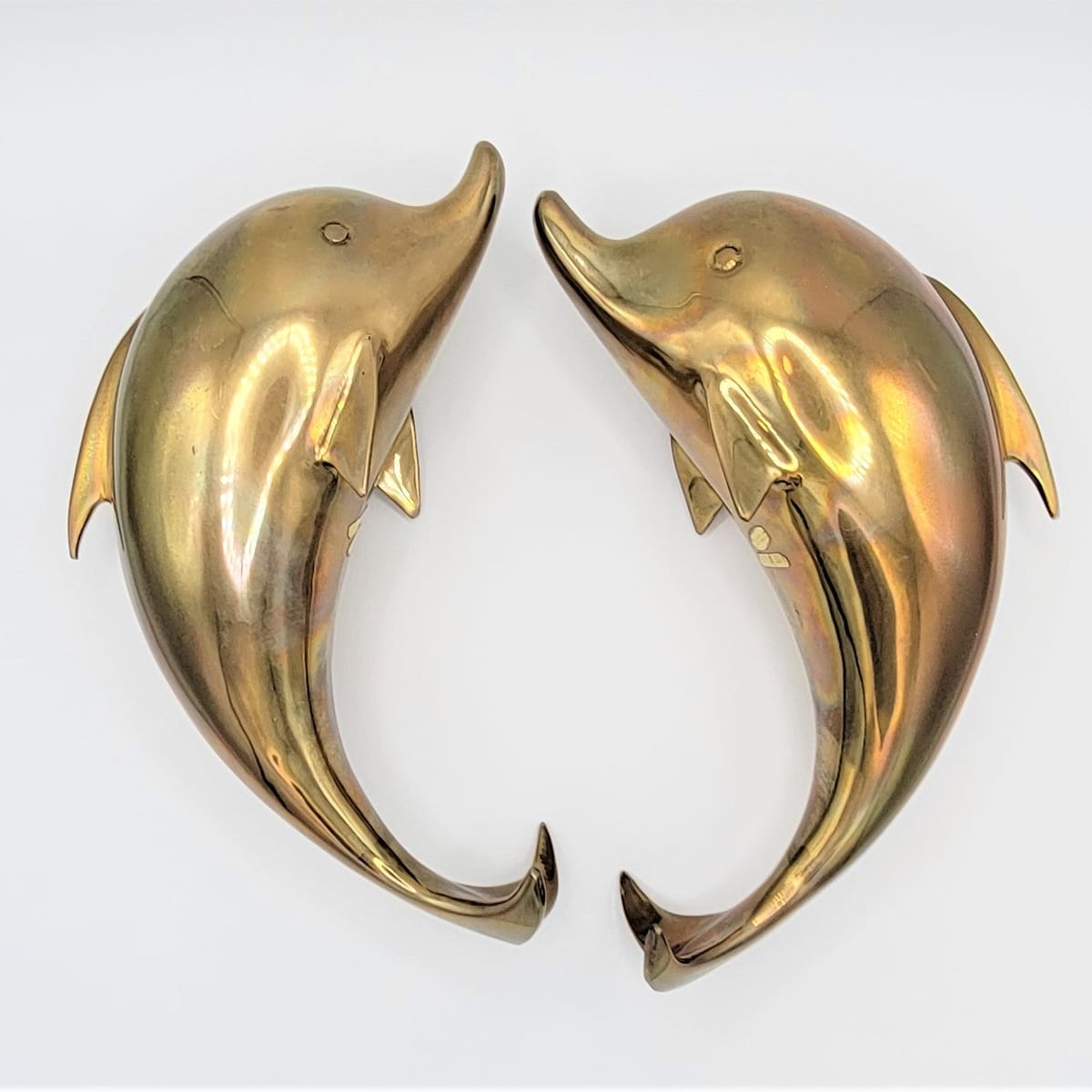 Dolbi Cashier Bookends Superb Dolbi Cashier Solid Brass Dolphin Porpoise Sculptural Bookends Circa 1986