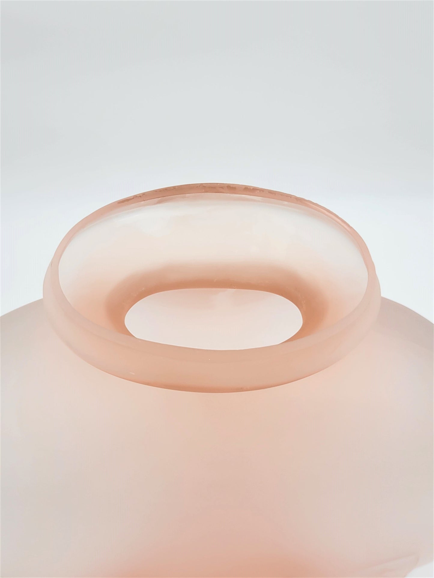 Dolbi Cashier Home Decor HUGE! Dolbi Cashier Art Deco Pink Satin Glass Vase Raised Floral Accents 1980s