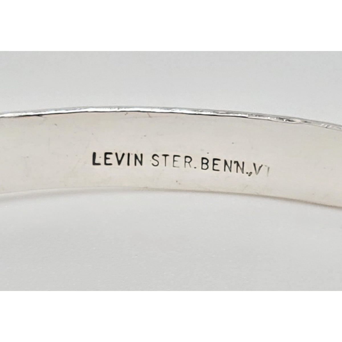 Ed Levin Jewelry Super Rare Ed Levin Hammered Sterling Silver Modernist Slide Bracelet 1950s