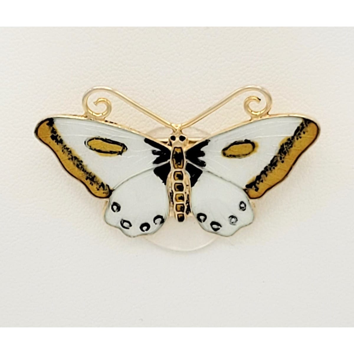 Finn Jensen Jewelry Norway Designer Finn Jensen Sterling & Enamel Large Butterfly Brooch Pin 1950s