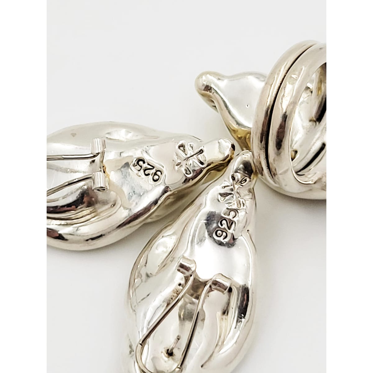 Georg Jensen Jewelry Puffy Sterling Ring & Earrings Demi Parure Set