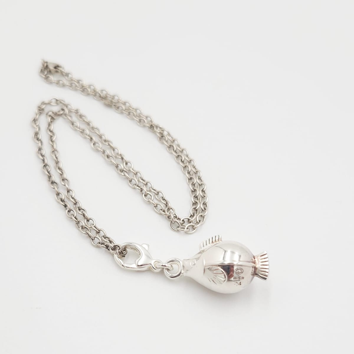 Georg Jensen Jewelry Retired Georg Jensen Denmark Sterling 3-D Puffer Fish Necklace IOB