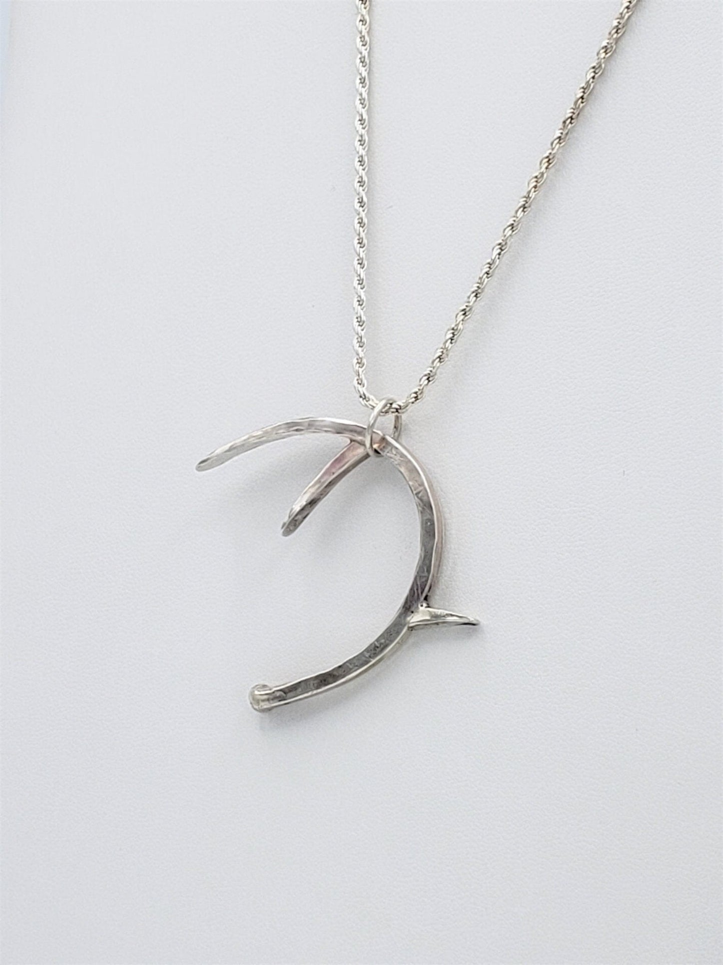 Gerald Mitchell Navajo Jewelry Vintage Sterling Gerald Mitchell NAVAJO Modernist Deer Antler Pendant Necklace