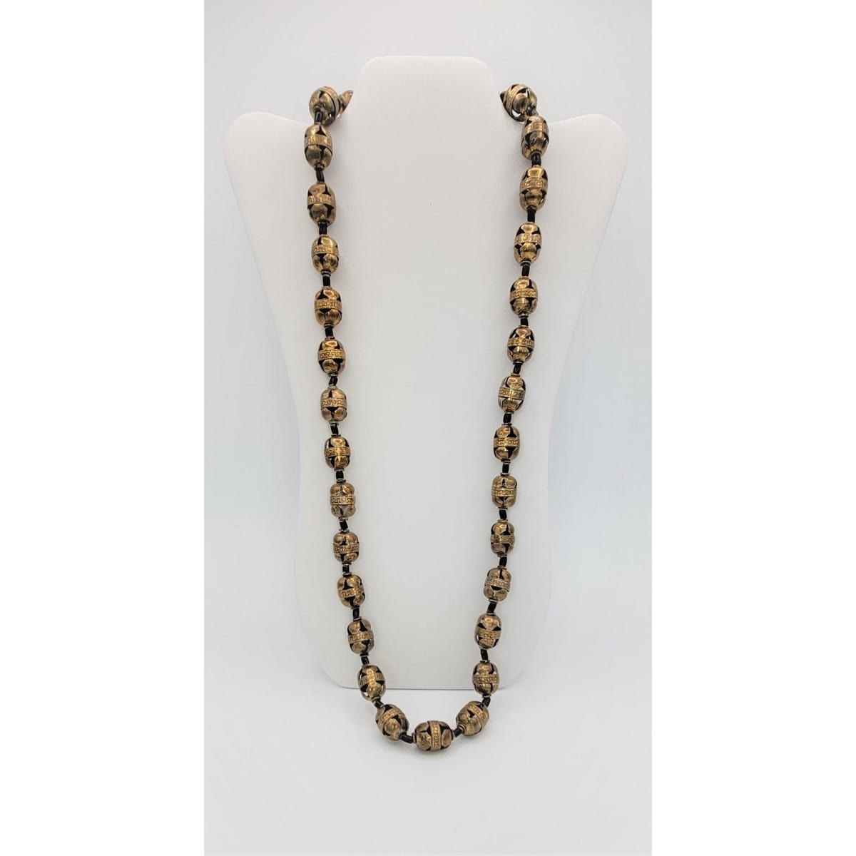 Gerda Lynggaard Monies Jewelry VNTG Gerda Lynggaard MONIES Denmark Ornate Brass & Ebony Wood Necklace 1980s