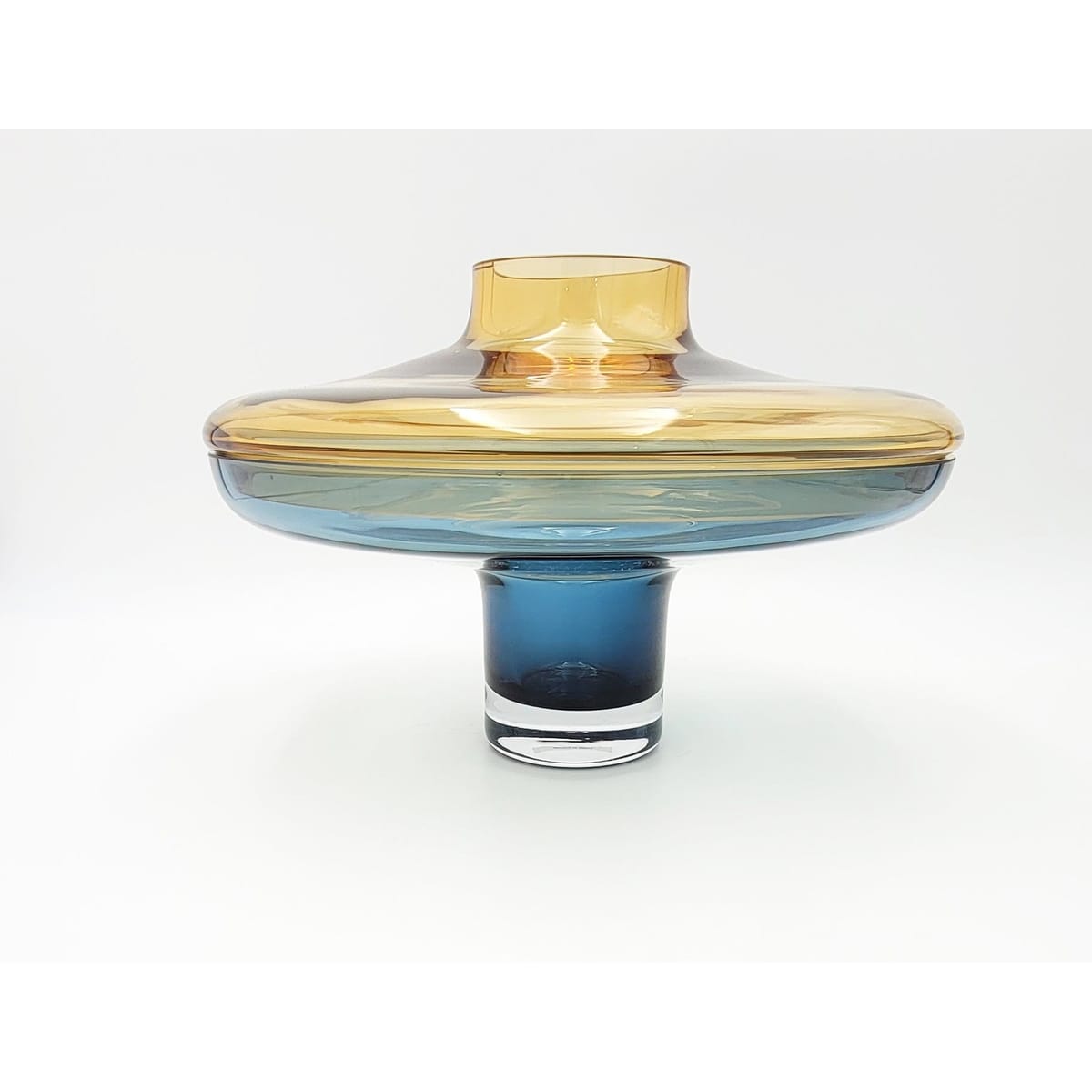 Global Views Home Decor Designer Global Views Large 2 Piece Blown Glass Amber Over Cobalt Vase 2018