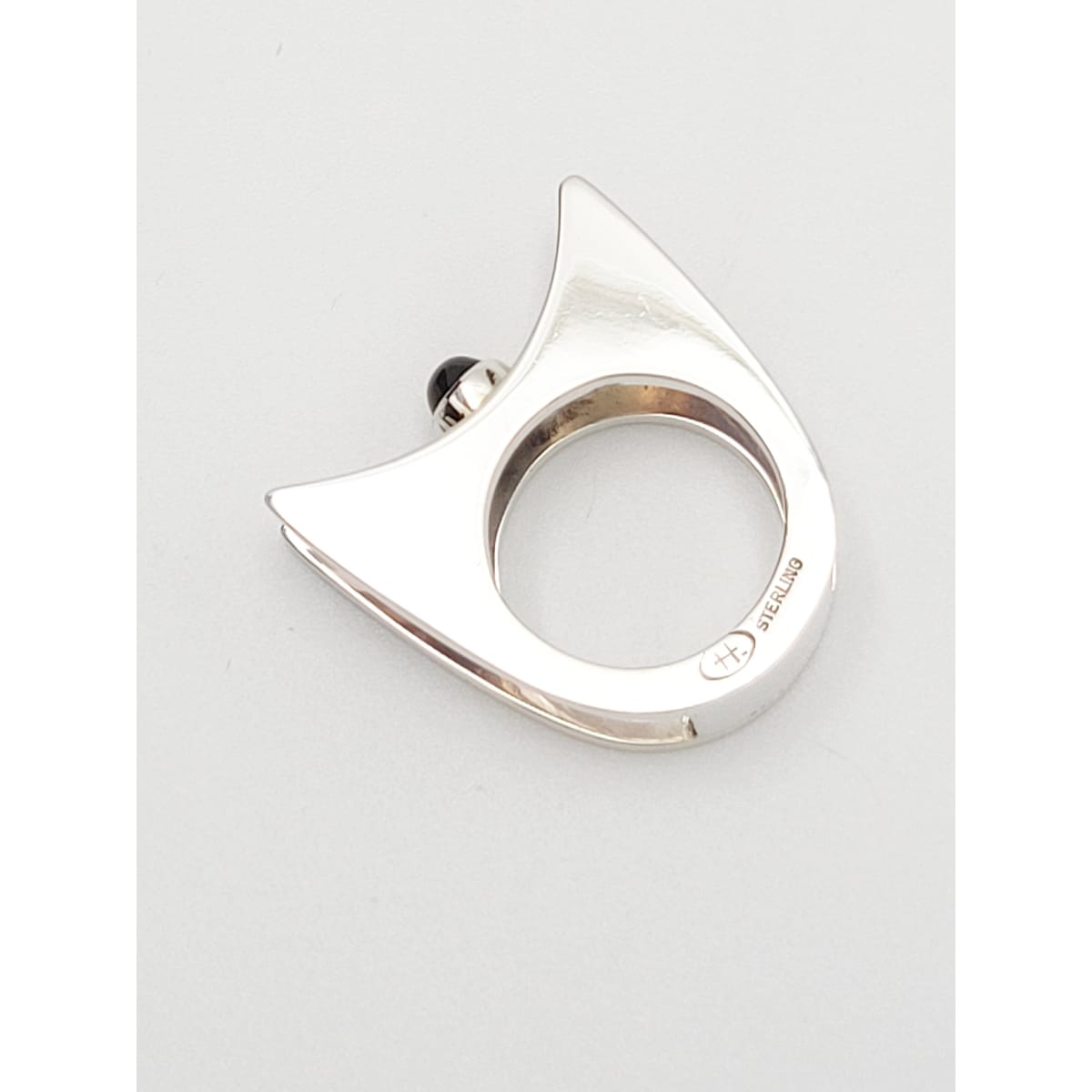 Hannelore Gabriel Jewelry H Gabriel Sterling & Labradorite Modernist Split Level Cocktail Ring Circa 1980s