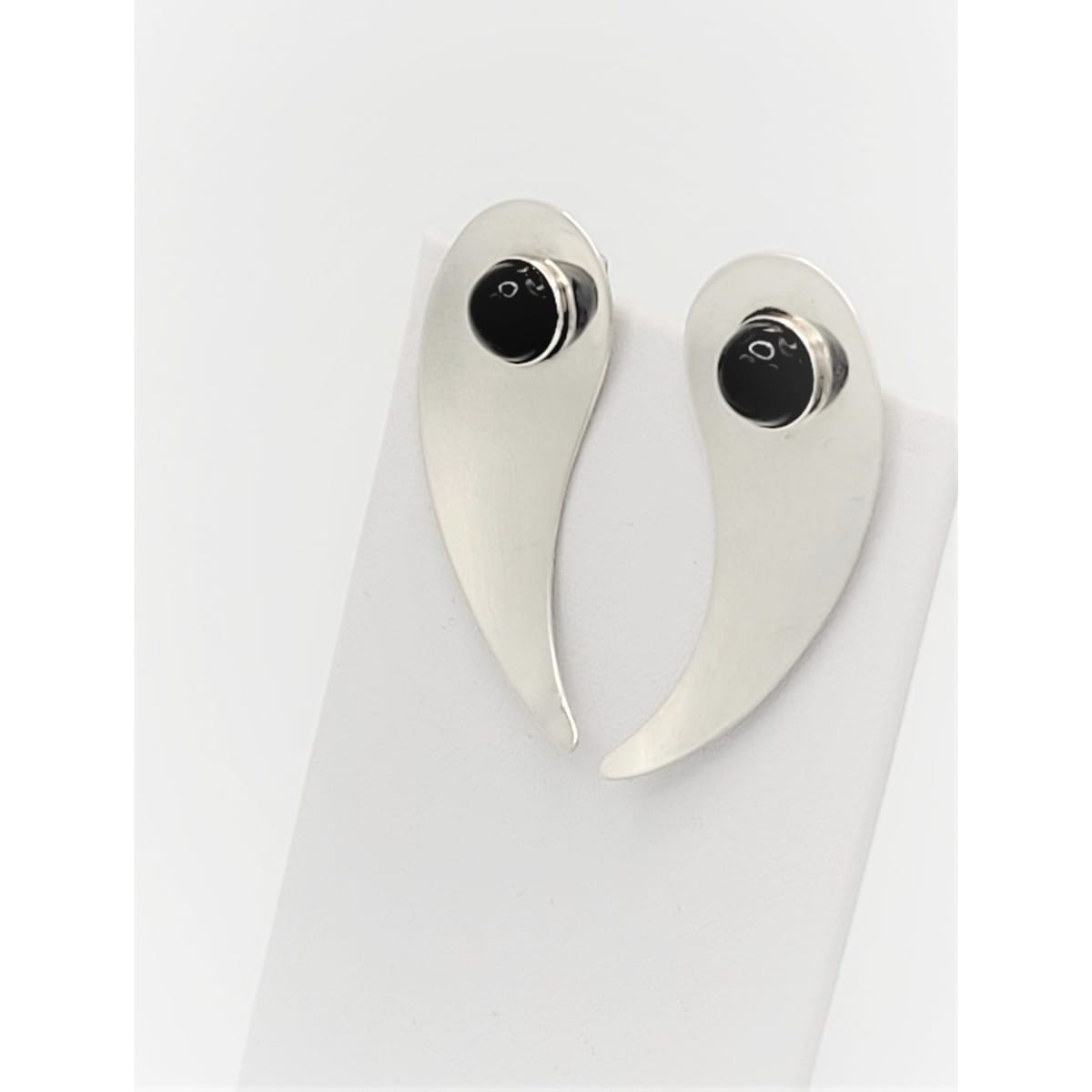 Hermann Siersbol Jewelry Designer Hermann Siersbol Denmark Modernist Sterling & Onyx Earrings 50/60s
