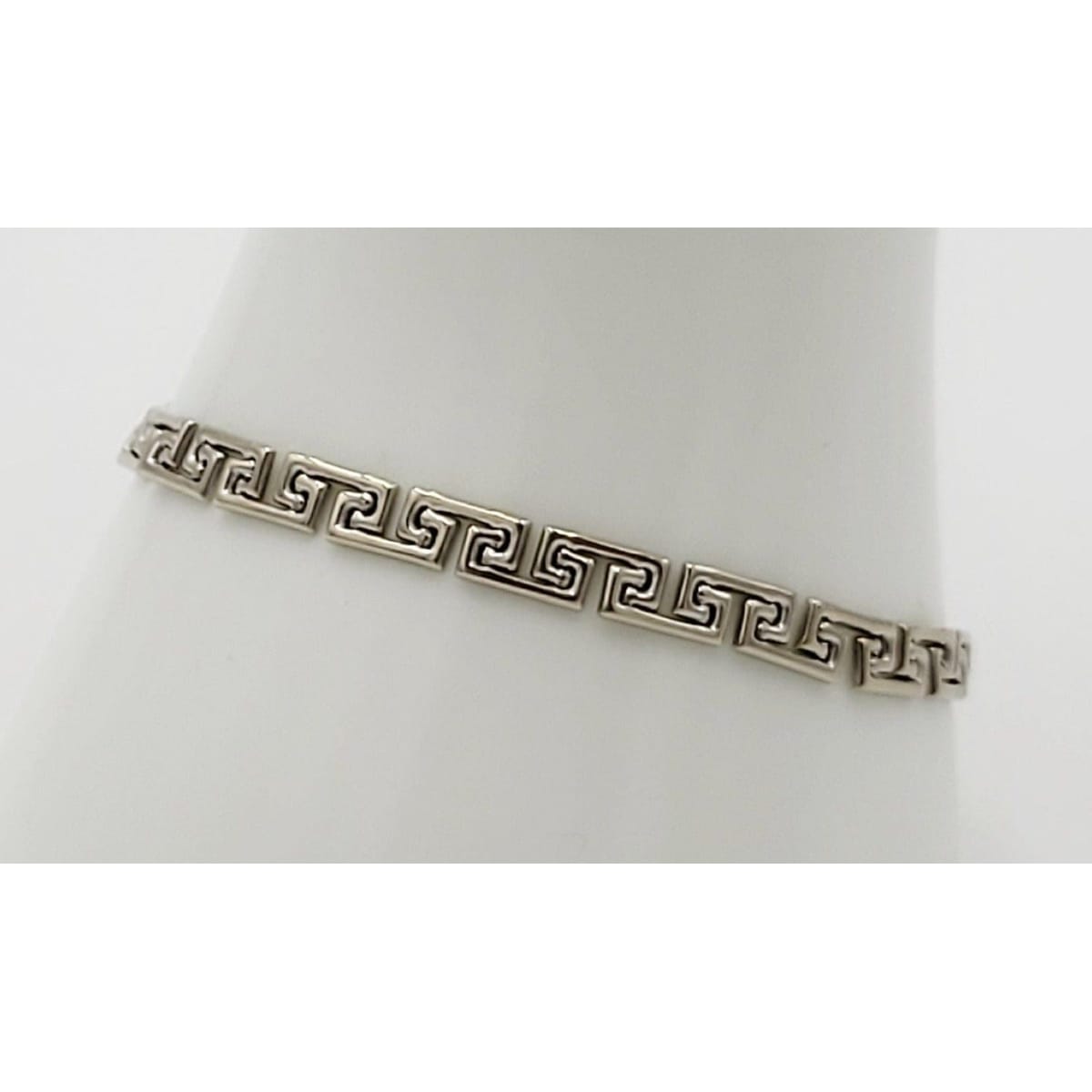 HW Burdick Co Jewelry Burdick Italian 14KT White Gold Art Deco Greek Revival Key Bracelet Circa 1910s/20s