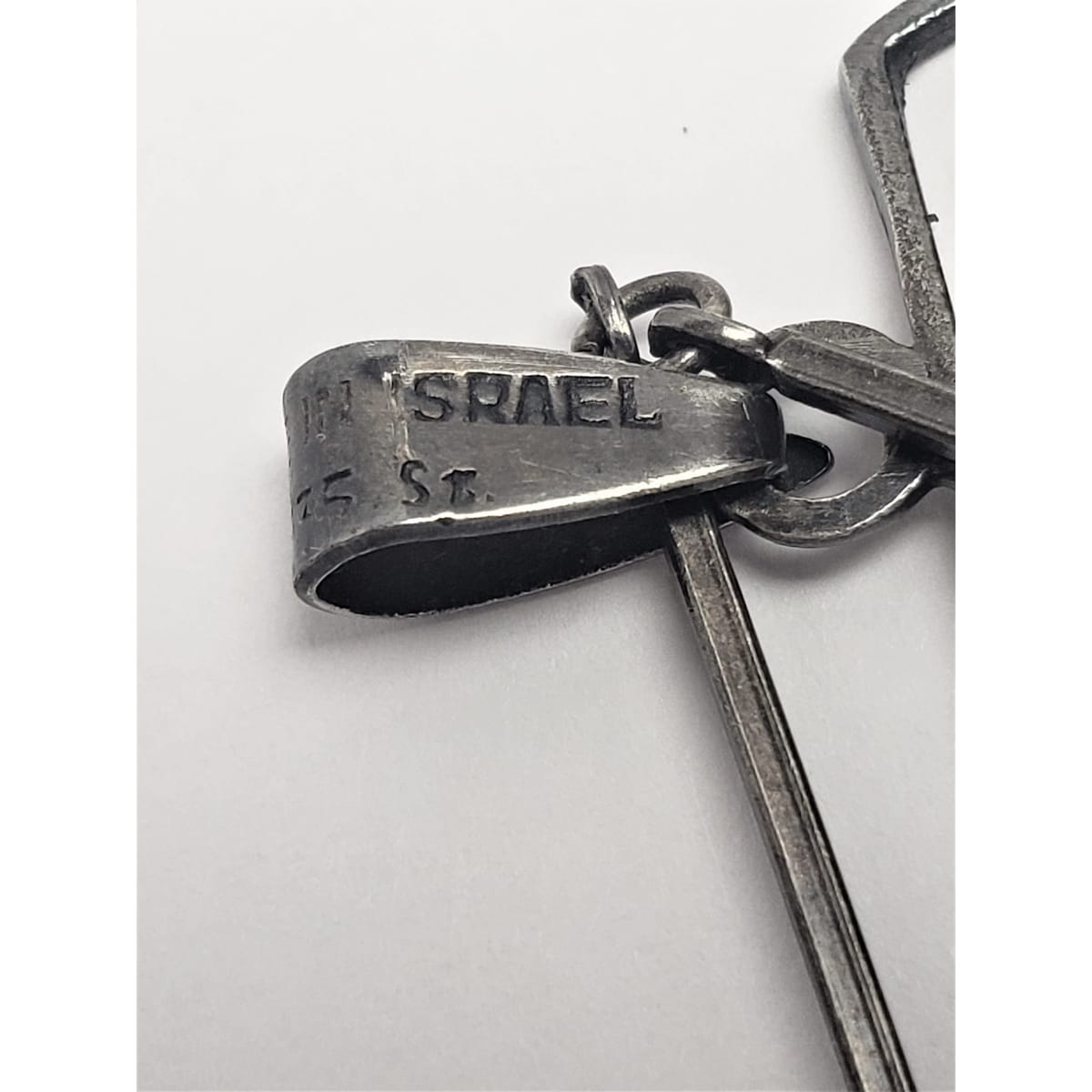 Israel Jewelry Designer SB Israel 935 Sterling Abstract Modernist Pendant Necklace 1960&